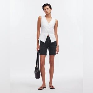NWOT Madewell Women's Black Long Denim Shorts in Kelm Wash - 25